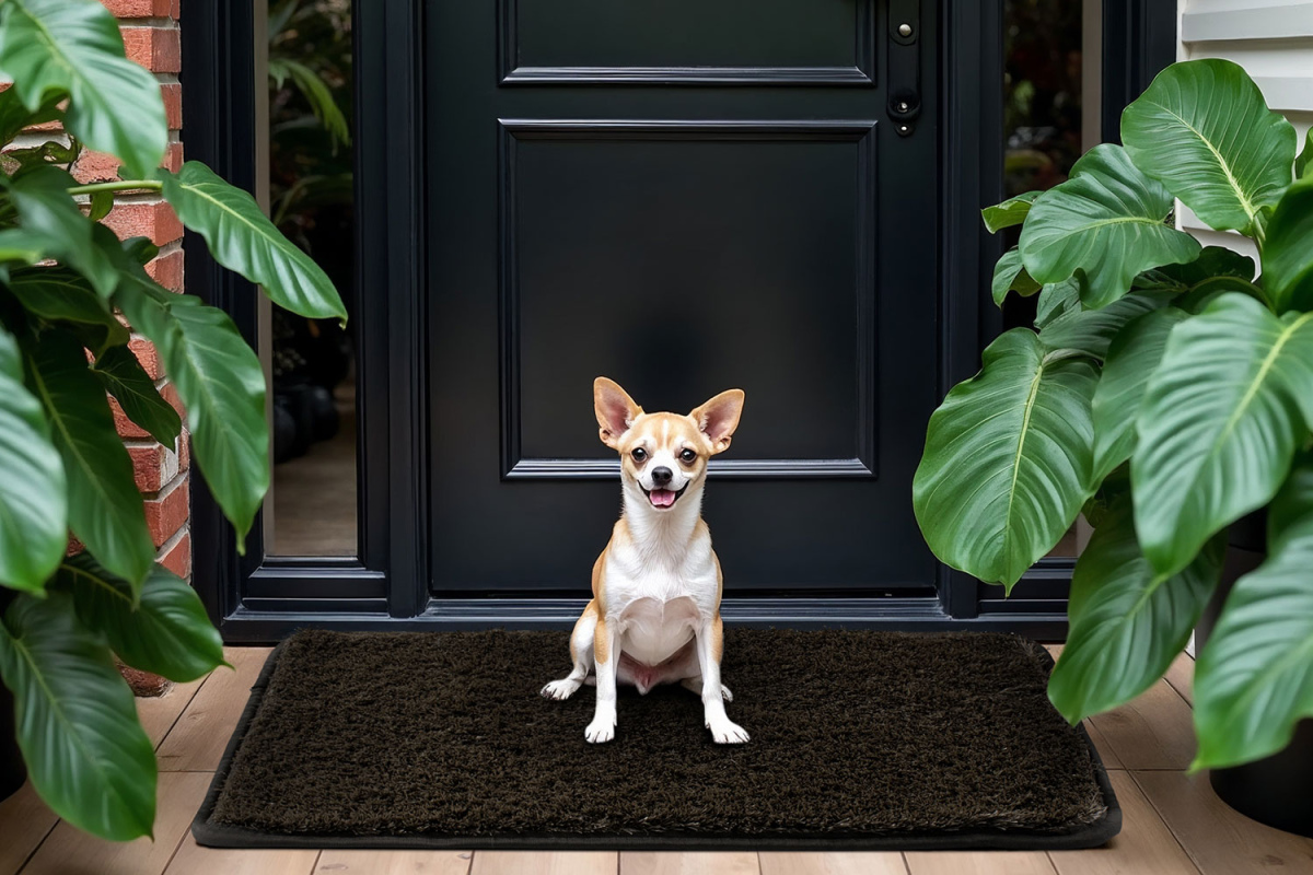 Pet Welcome Mat – Small Dog at the Front Door