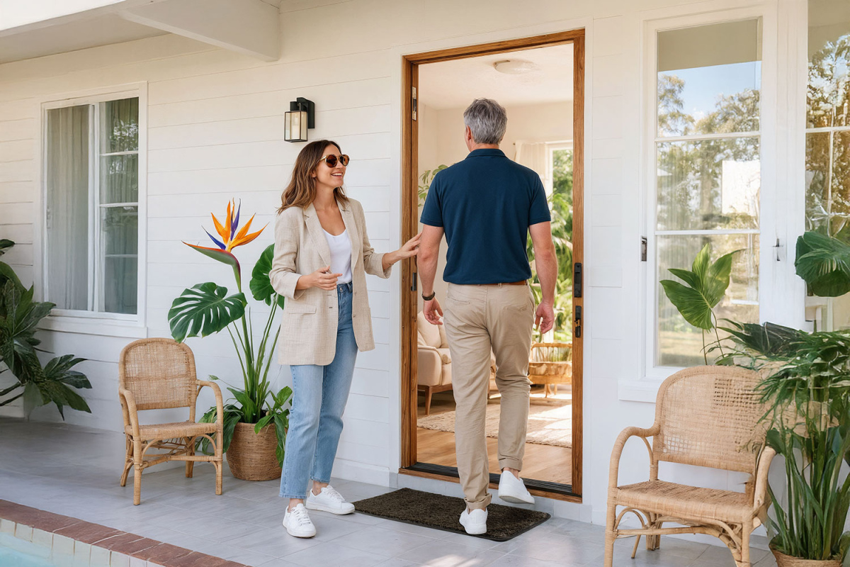 Stylish Entry Mat – Couple Arriving Home