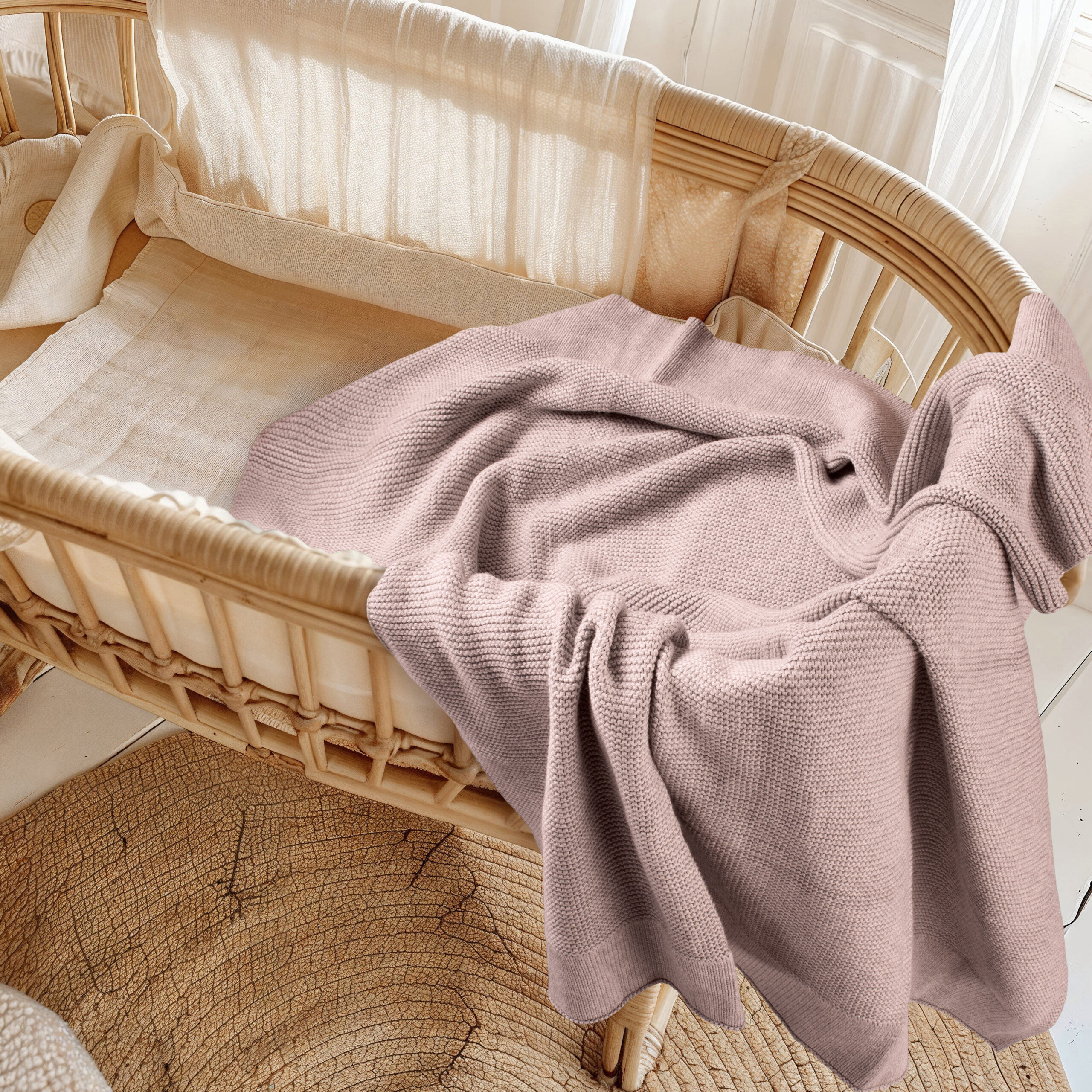 cot and blanket product with ai background