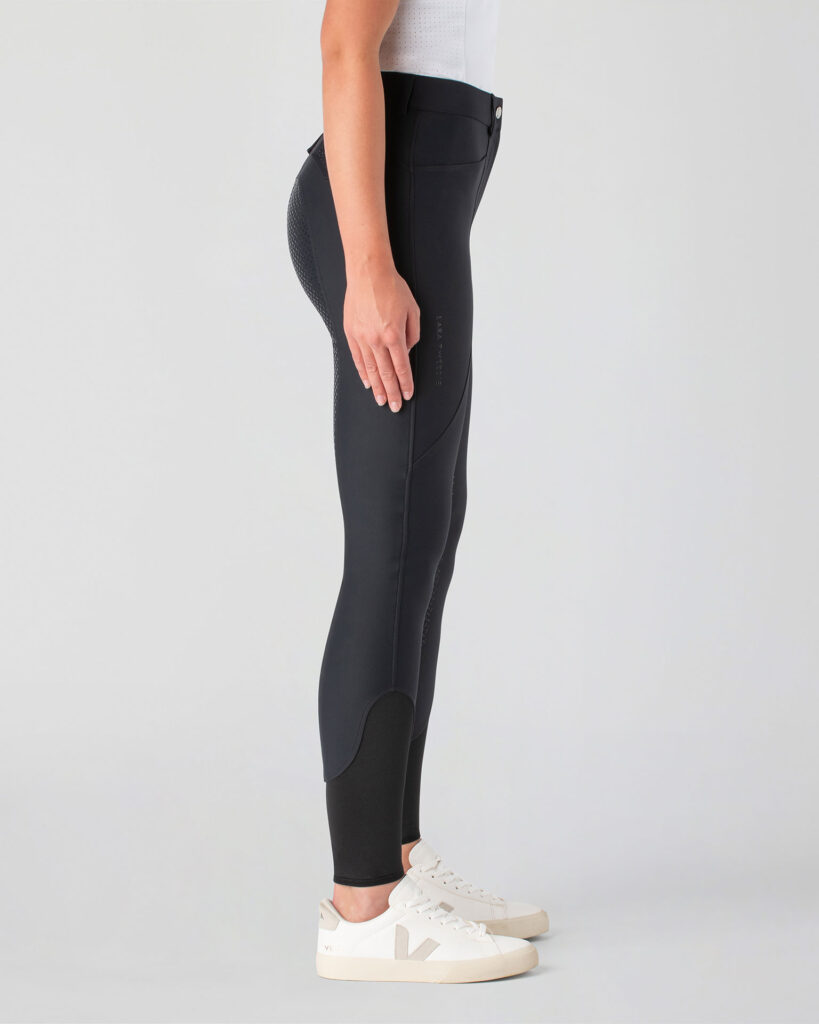 Navy equestrian riding breeches front view on white background